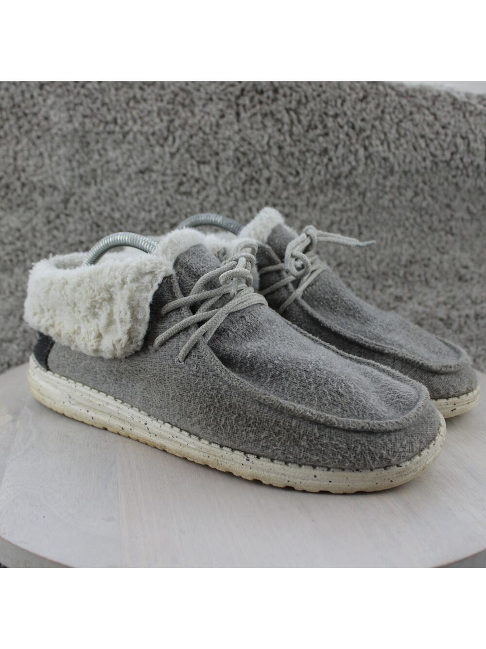 Hey Dude Britt Womens 10 Charcoal Grey Fleece Lined Fold Down Bootie